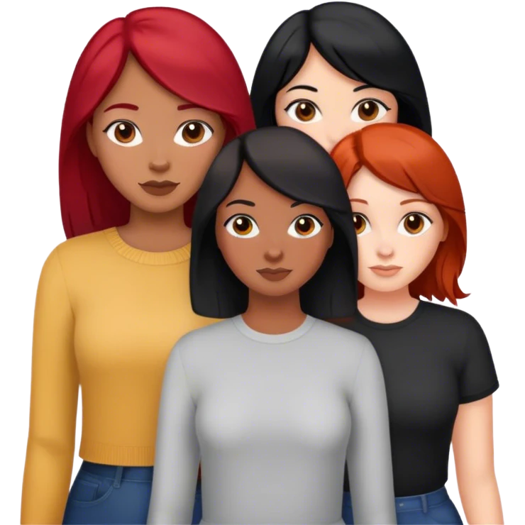 Three girl friends one black hair one red hair one brown hair  emoji