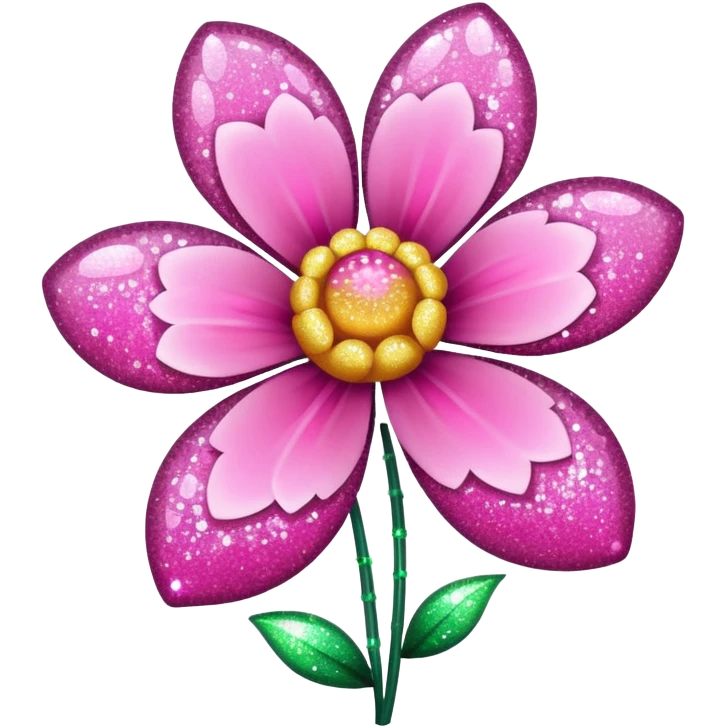 glitter pink flower emoji