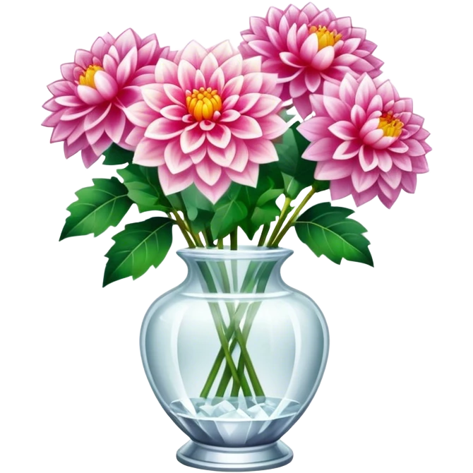 Light dahlia bouquet in crystal vase emoji