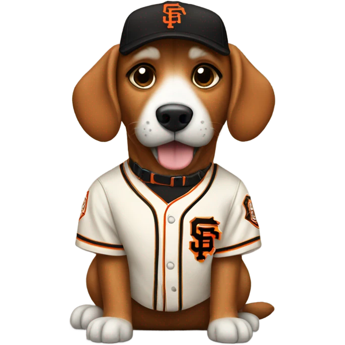 Dog wearing San Francisco giants jersey emoji