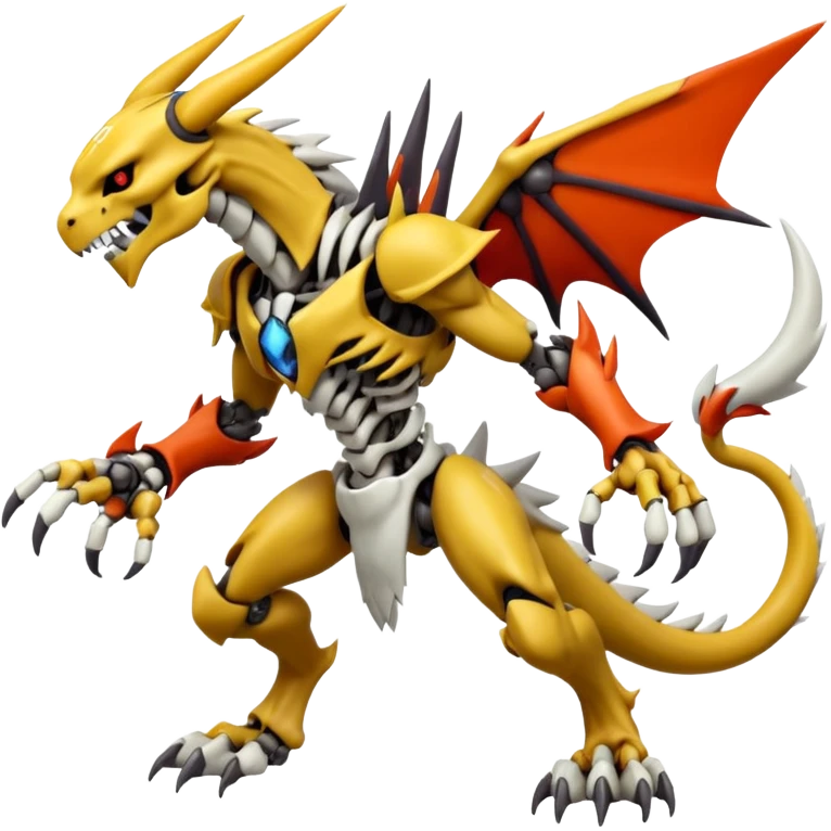 Digitigrade Cool Badass Skeletal Wargreymon-Renamon-Guilmon-Pokémon-Digimon-Fakémon-fusion-hybrid-creature emoji