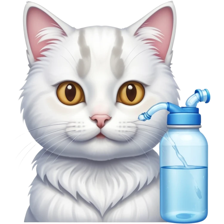 A cat drinking a water bottle ￼ emoji