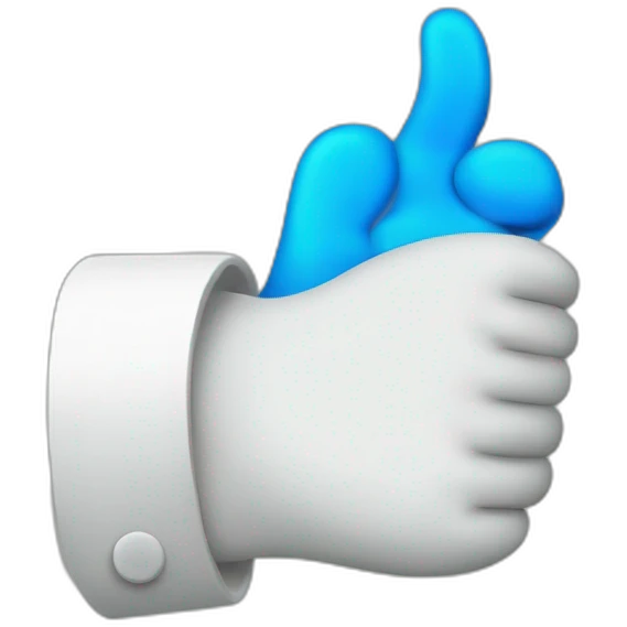 a hand wearing a blue latex glove thumbs up emoji