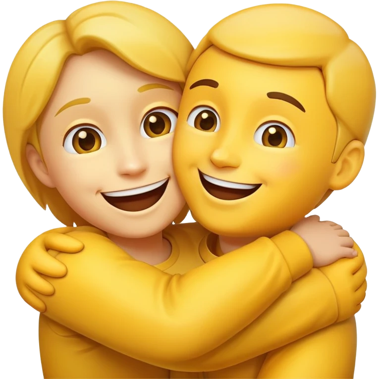 Happy face holding a hug emoji