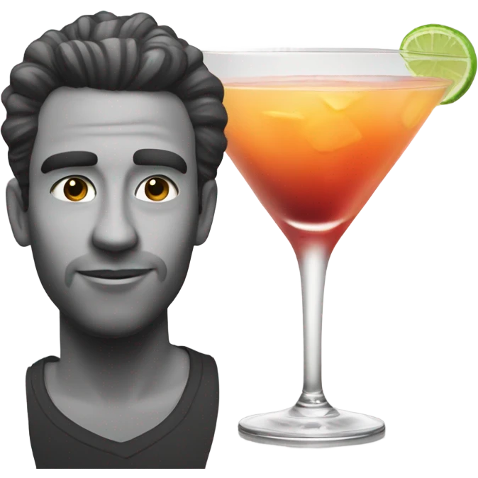 monochrome portrait of me with a cocktail emoji