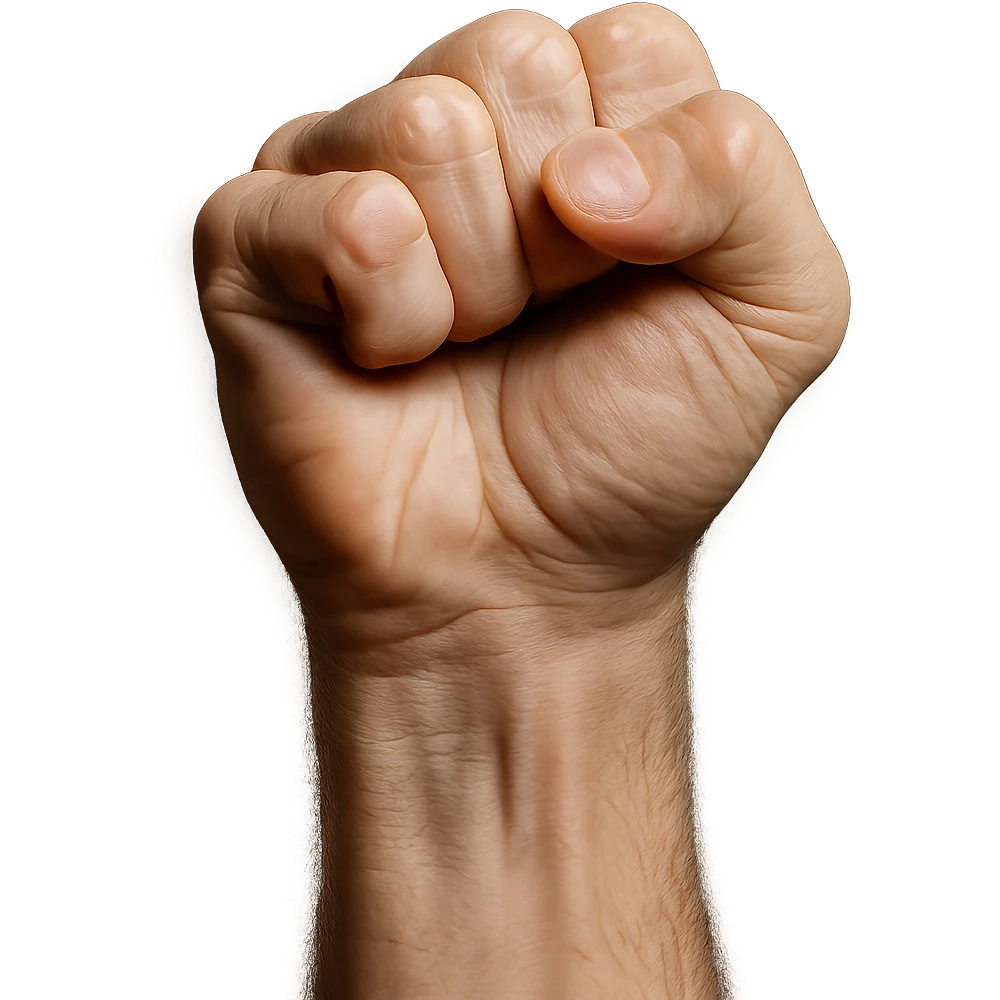 powerful, stark image of a clenched fist emoji