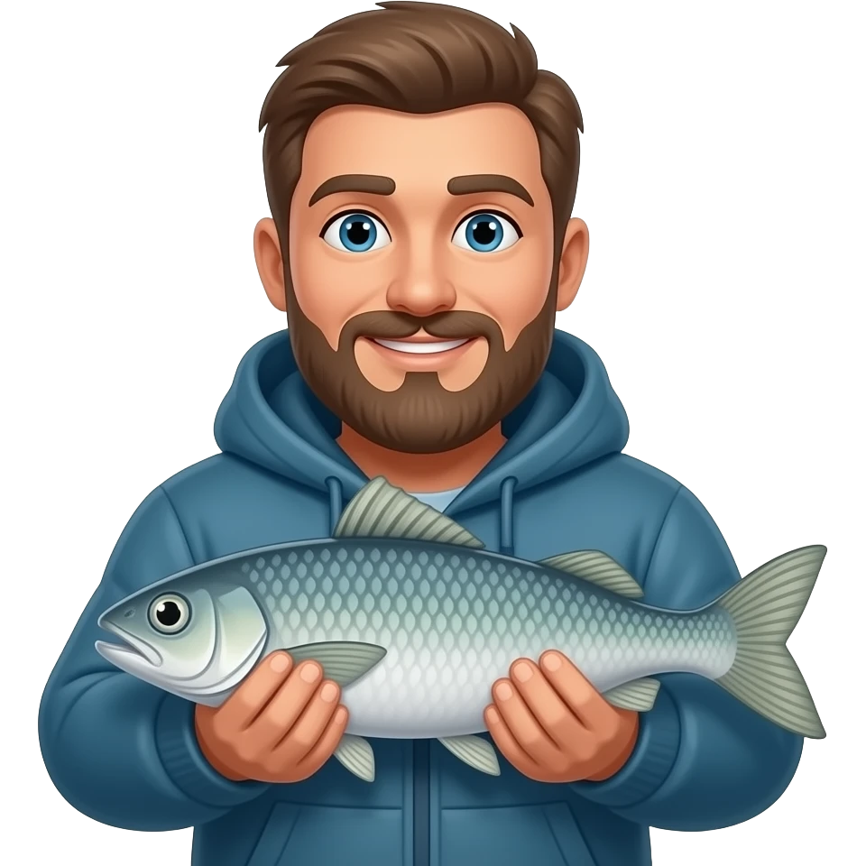 Arctic man holding fish emoji