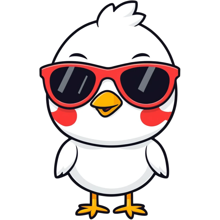 a yellow cute chick with strawberry sunglasses  emoji