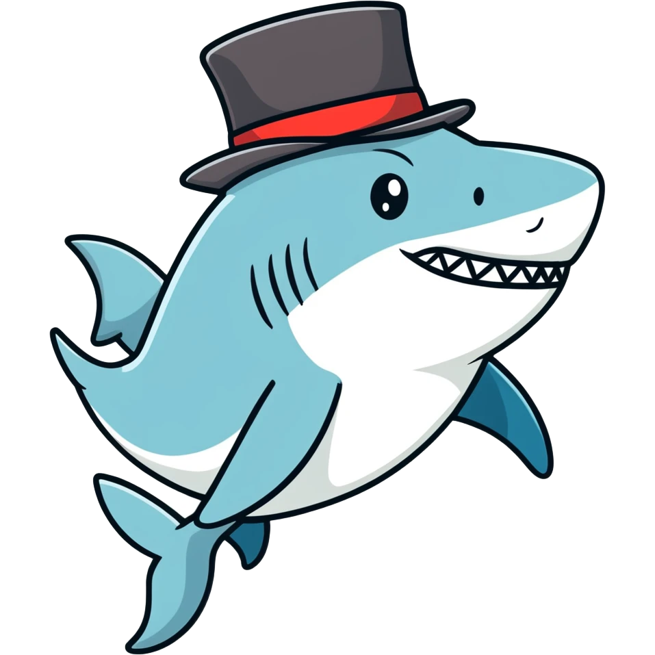 Shark with a top hat emoji
