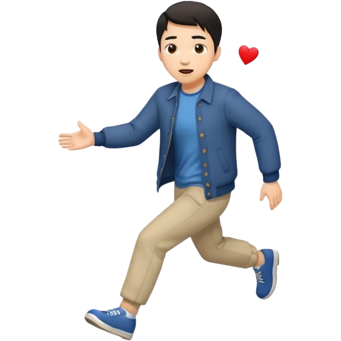 asian man with heart eyes tripping on sidewalk  emoji