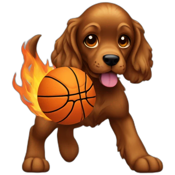 cocker fire black playing basketball emoji