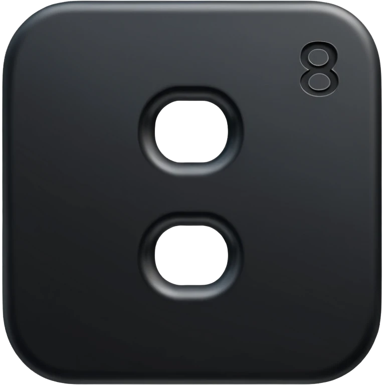 Minimal emoji, number 8 made of solid matte black metal, thick symmetrical form, subtle metal texture, deep shadows, no glow, no neon, flat emoji design, centered, transparent background emoji
