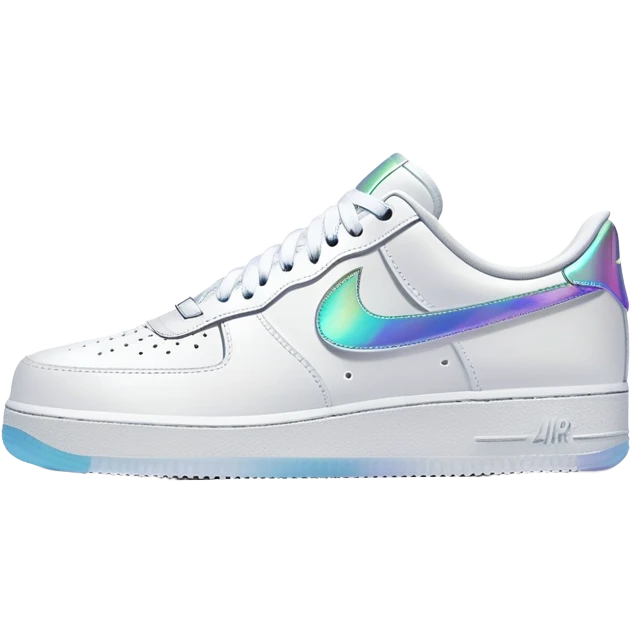 White Nike Air Force 1 with an iridescent swoosh emoji