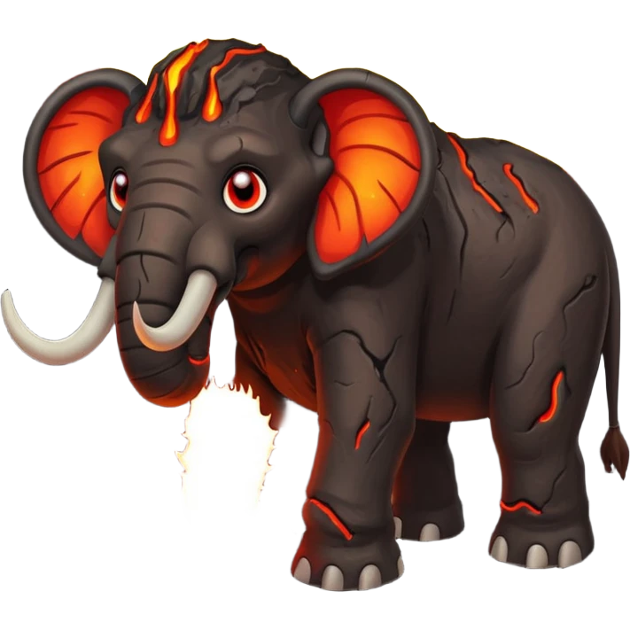 Magma+🦣+lava and cracks into a living creature with glowing red eyes I call lava mammoth 🦣 {hellephant} emoji