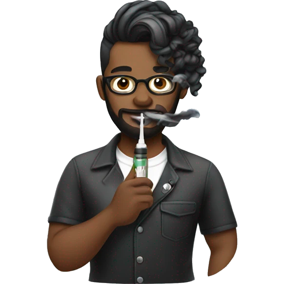 hairstylist with a vape emoji