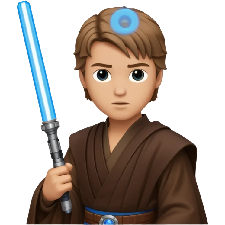 star wars Jedi Knight Anakin with blue lightsaber emoji
