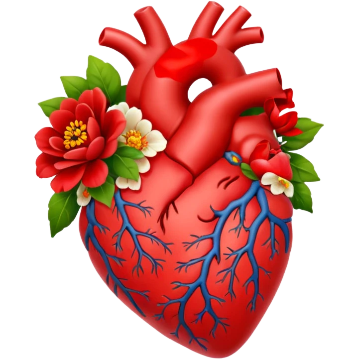 Anatomical hart with flowers emoji