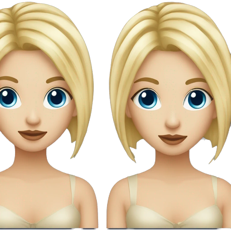 Jeune fille aux yeux bleus avec une coupe blonde vénitienne  emoji