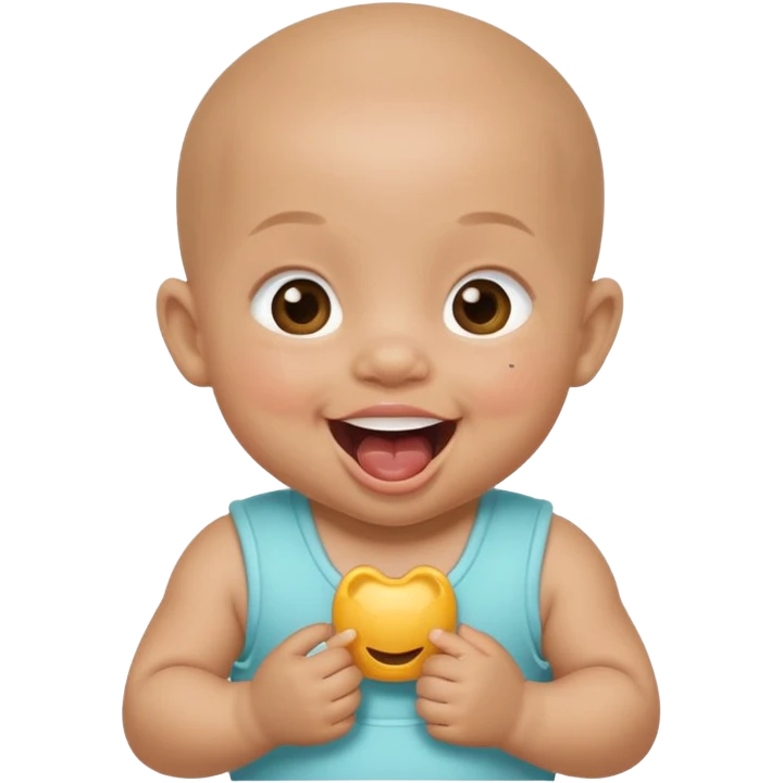 Bébé qui rigole métisse avec une tetine emoji