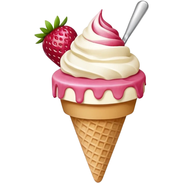 Helado yogüenfruz de turrón y fresa  emoji