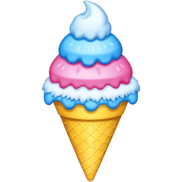 a pink, yellow and blue snow cone emoji