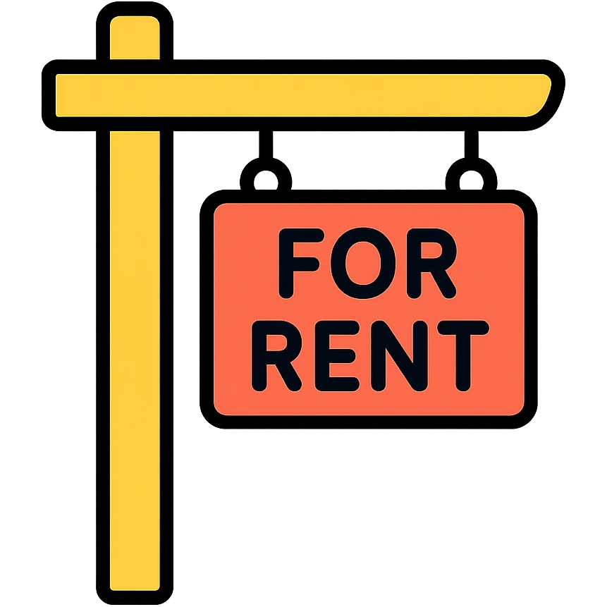 rent sign board icon with color outline, transparent background emoji