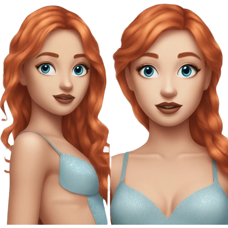 Victoria secret redhead with blue eyes and makeup aesthetic  emoji