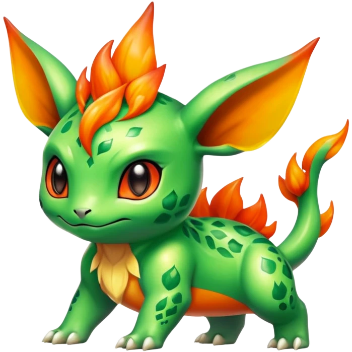 Shiny Exotic Bulbasaur-Leafeon-Charmander-Hybrid-Creature emoji