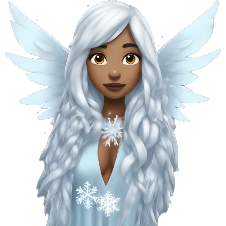 big wings, hood, silver, icy ,snowflake, Beautiful, fairy, long hair emoji