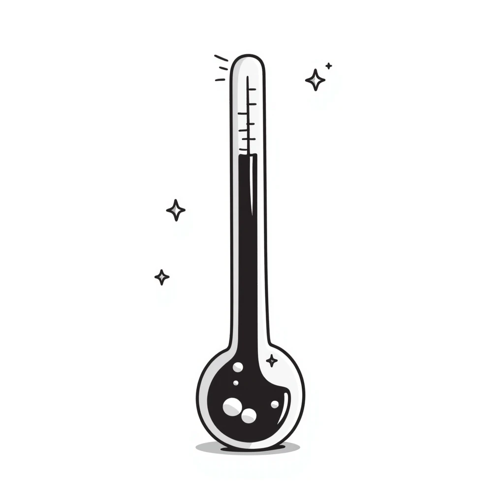 Thermometer showing low temperature with ice crystals emoji