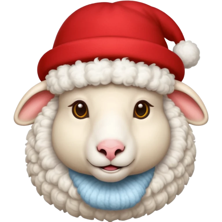 Sheep wear a red hat, portrait emoji
