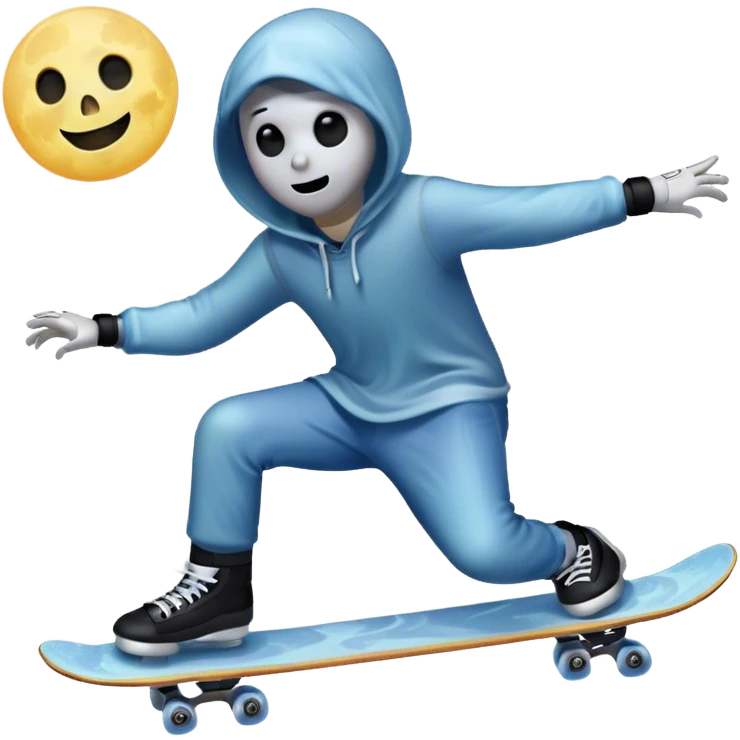 skater boi  ghost skating under a moon emoji