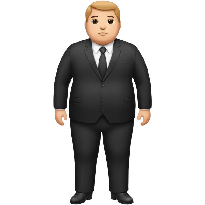 photorealistic full-length fat official in a black suit emoji