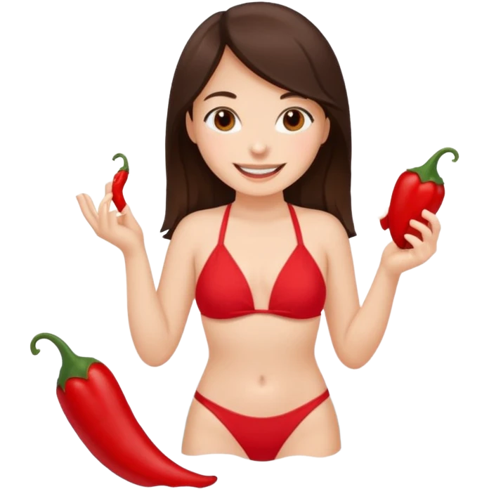 langrennski, bading, brunette, jente, chili, glad emoji