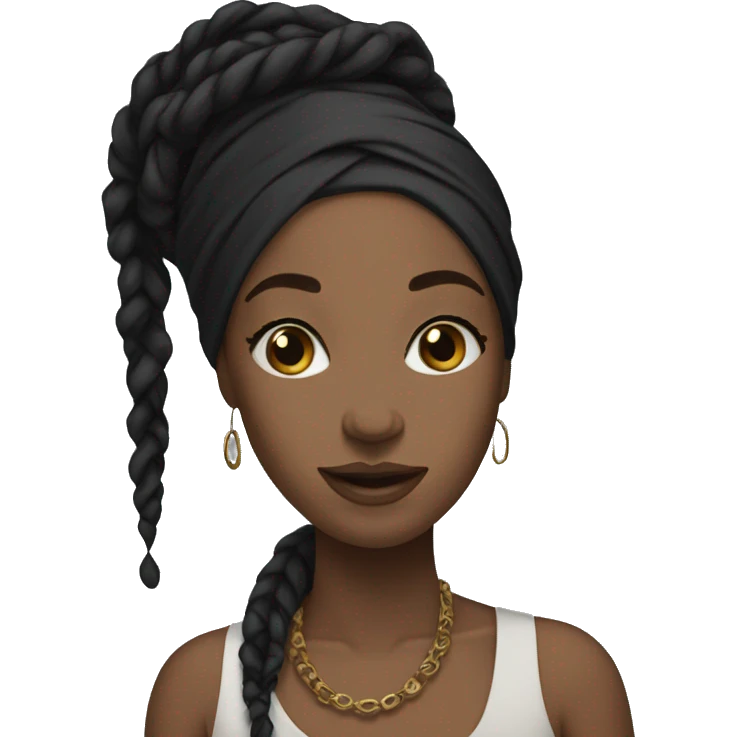 a black woman with medium locs wearing a head wrap emoji