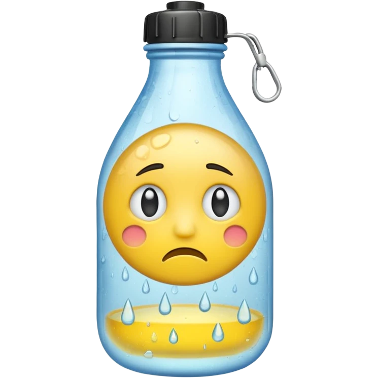 Emoji yellow sad stuck in a water bottle emoji