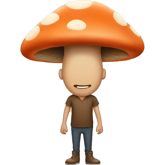 A man with dog feet and a mushroom head  emoji