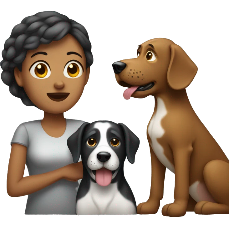 Woman with big dog emoji