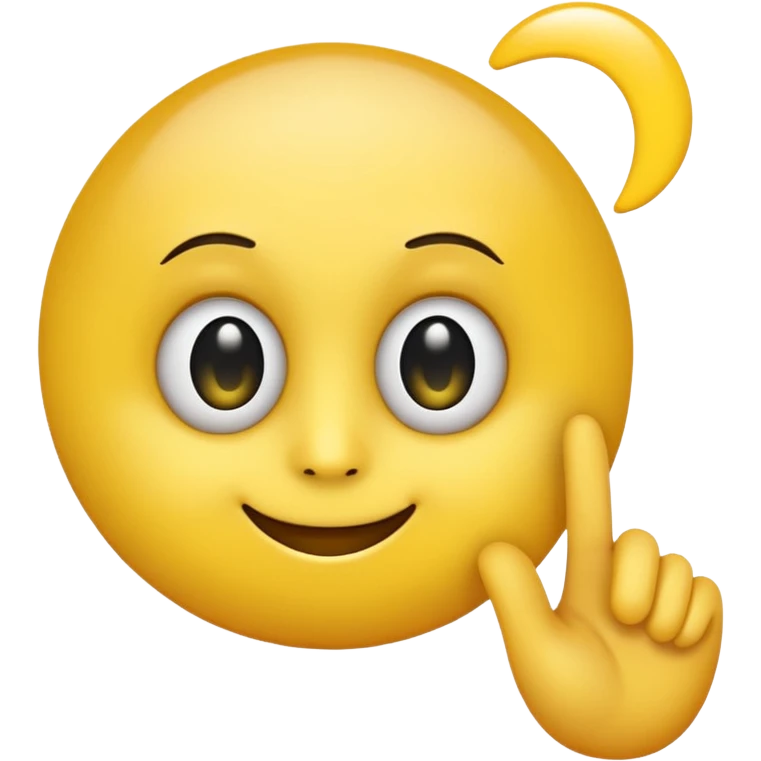 A circular yellow emoji with a smooth, gradient-shiny surface, featuring two large round eyes with white sclera and black pupils, conveying playfulness. A yellow finger is placed beside the mouth with a simple 'ε' symbol in front. emoji