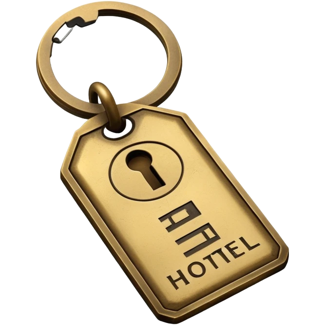 vintage brass hotel room key with large numbered tag emoji