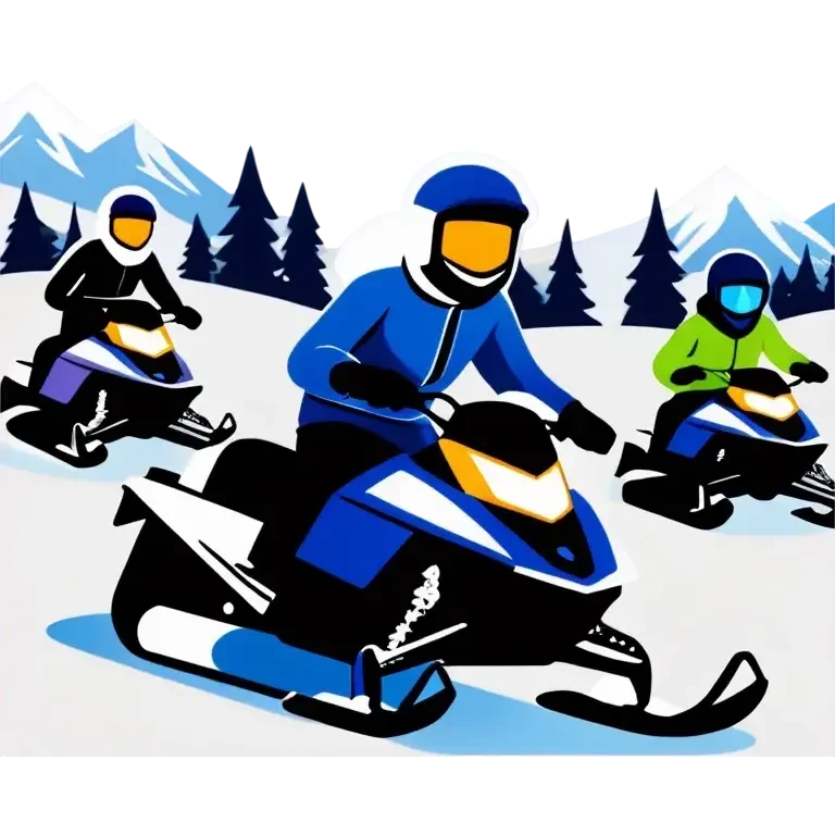A group that drives Schneemobil in the winter emoji