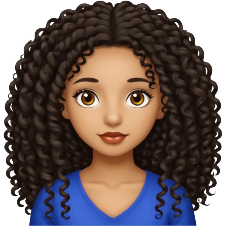 Beautiful Haitian and Puerto Rican girl with light brown skin and long black length very curly hair and beautiful hazel eyes emoji