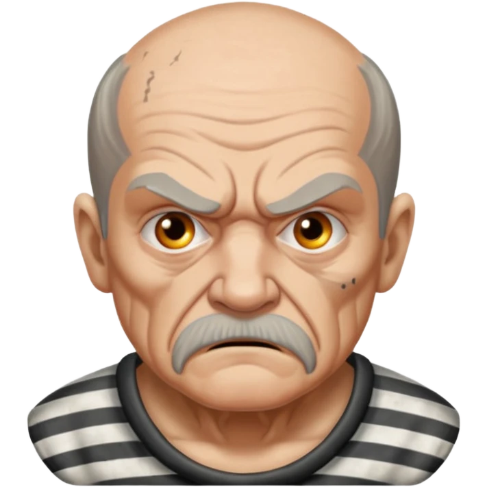 angry tattooed old male prisoner with prison cell bg emoji