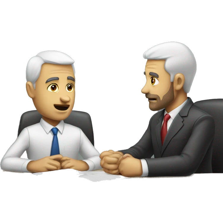 job interview desk white 2 men  emoji