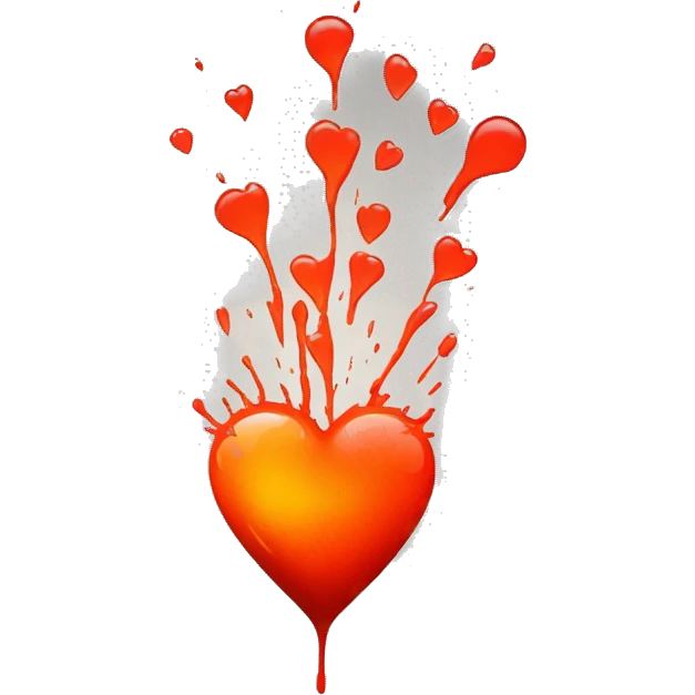 bleeding red heart glowing red-orange with splatter emoji