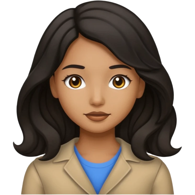 Tan girl with black wavy straight hair emoji