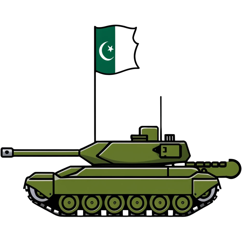 Pakistani military tank with Pakistan flag colors emoji