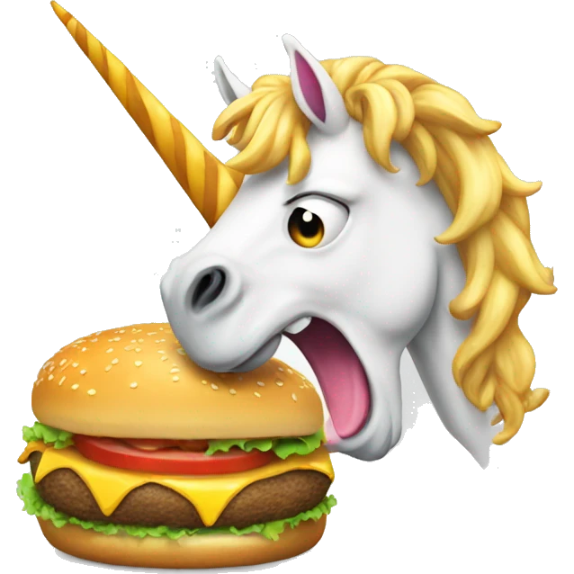 Unicorn eating burger emoji