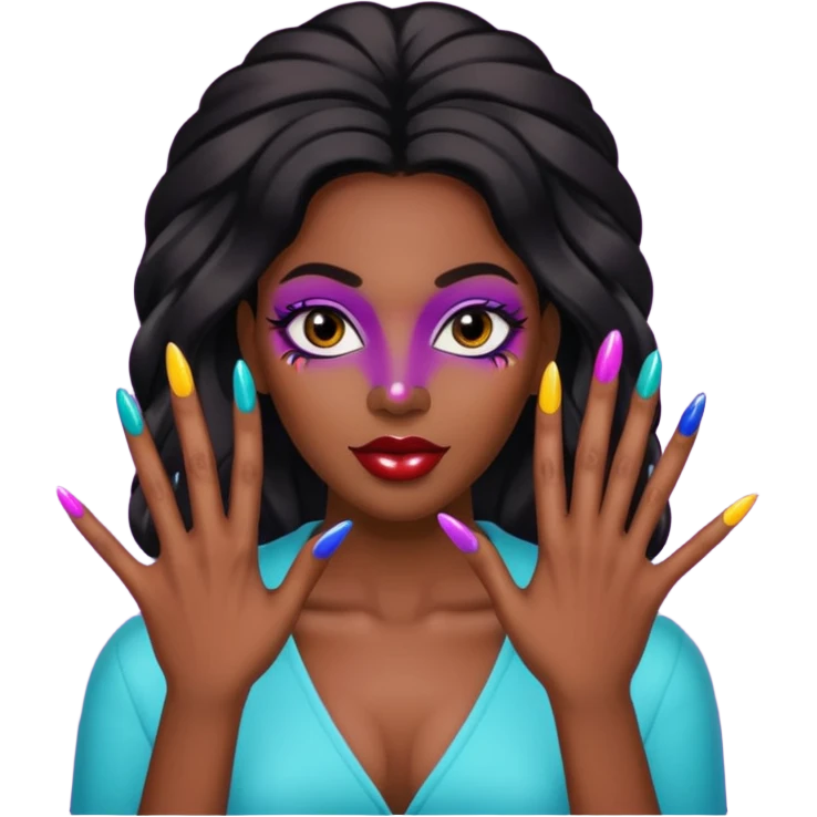 black woman nail art emoji