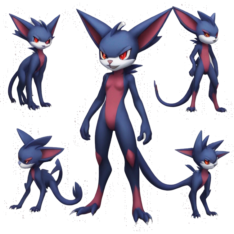 Anthro Edgy Cool Sneasel-Noivern-Absol-Pokémon-Fakémon-fusion-cat Full Body emoji
